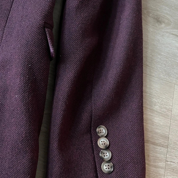 ASOS Design Burgundy Twill Suit Jacket Slim - Picture 12 of 13